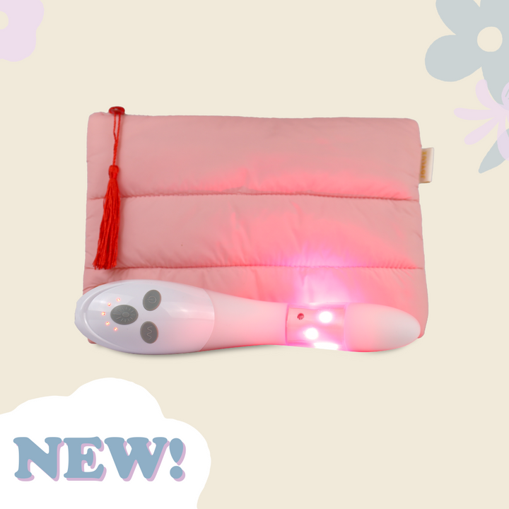 Pink padded puffer-style travel bag with modern, lightweight design on a light background.